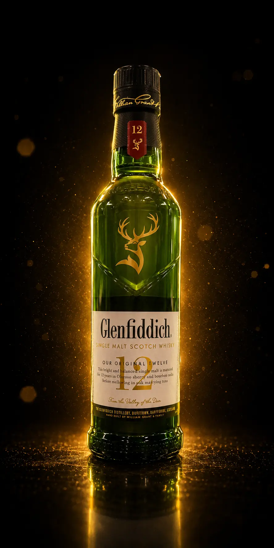 Botella de whisky Glenfiddich 12 años single malt 350 ml