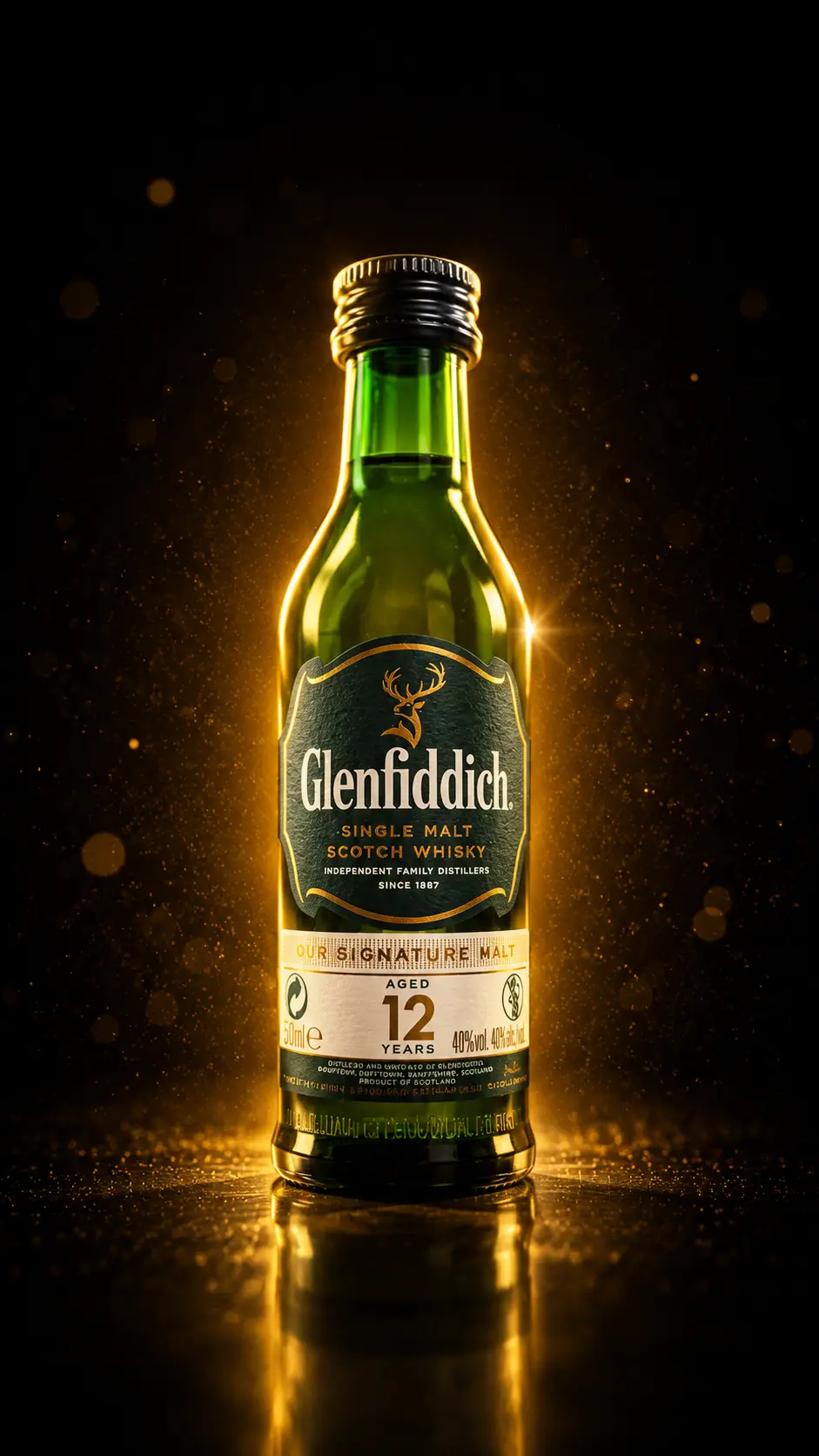 Miniatura de whisky Glenfiddich 12 años 50 ml